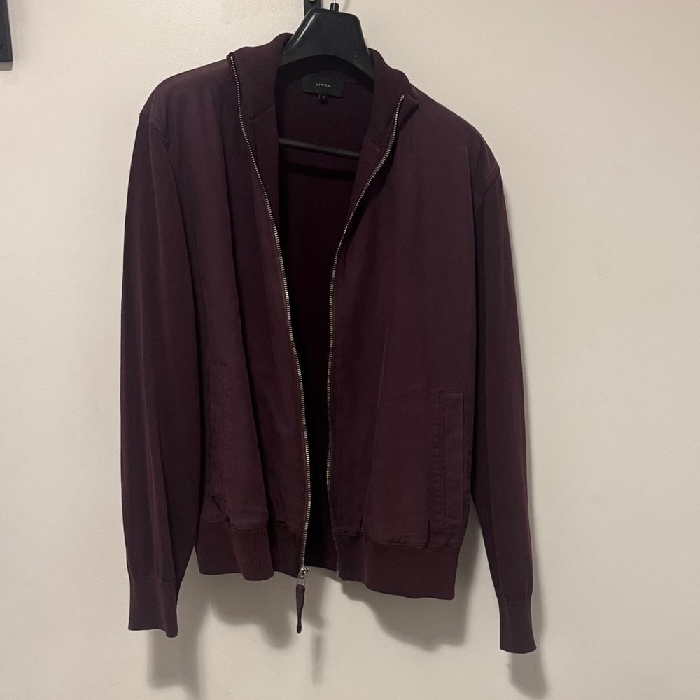 Vince Men's Dark Red Zip-Up Sweater